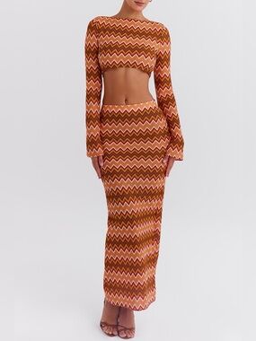MISTRESS ROCKS Multicolor Knit Maxi Skirt S